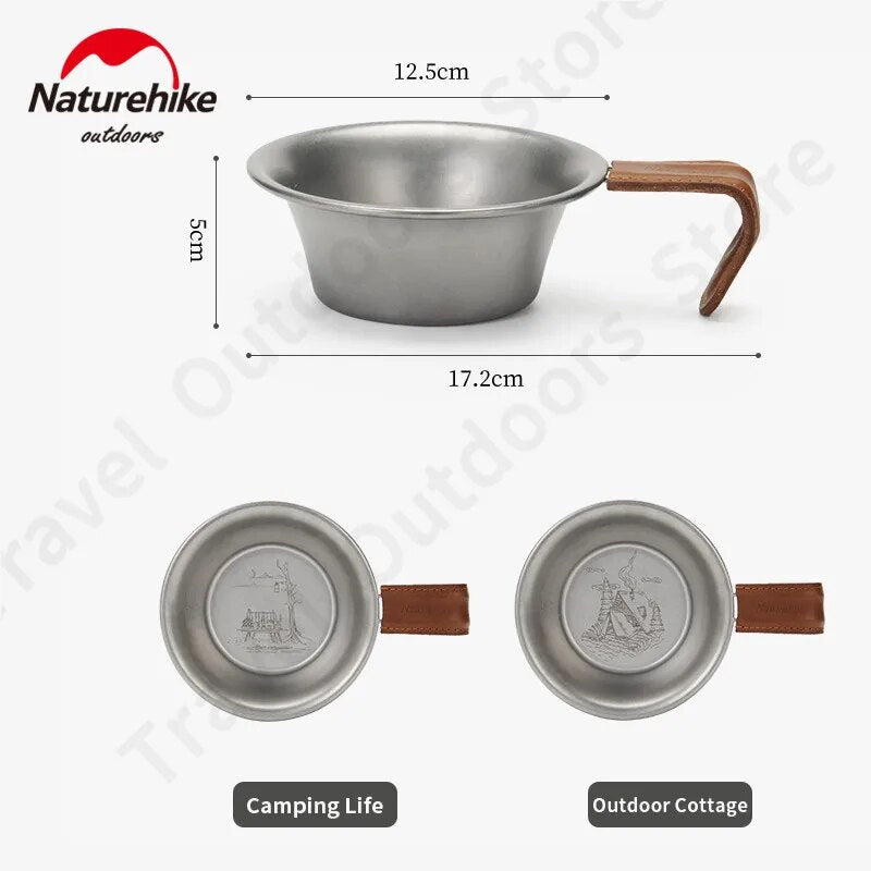 Naturehike Ultralight Vintage Shera Bowl Outdoor Portable Retro Stainless Steel Rice Bowl Cutlery With Insulated Handle Tableware Tool Camping