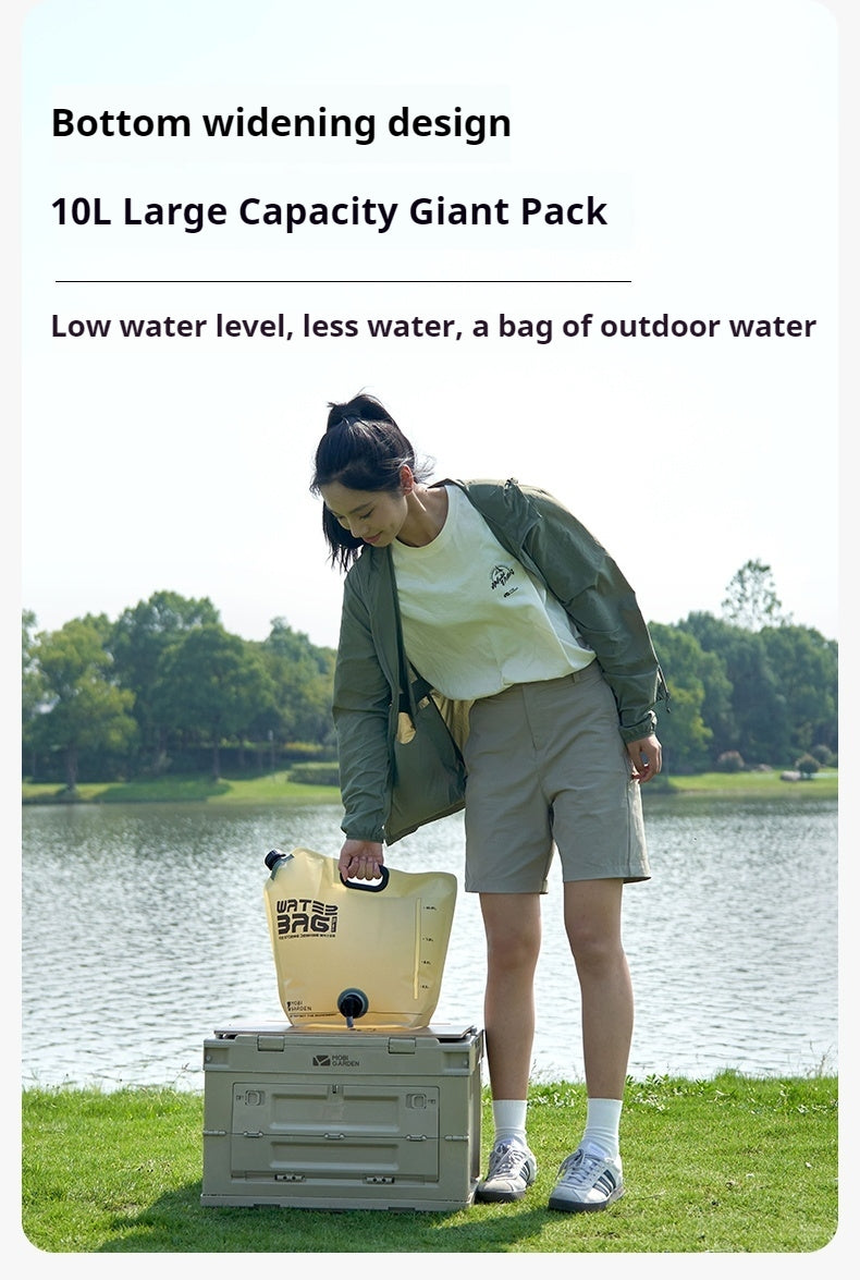 MOBI GARDEN 10L Water Bag With Faucet Portable Foldable Multipurpose Large Capacity Folding Water Container Handle Outdoor for Camping