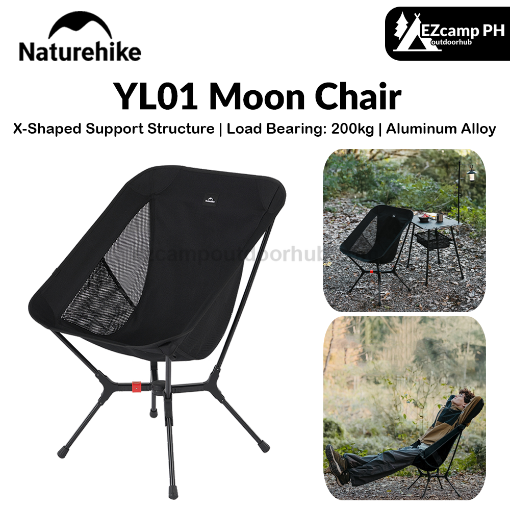 Naturehike YL01 Moon Chair Portable Quick Open Wide Seats Folding Camping Chair Load Bearing 200kg X-Shaped Support Structure Outdoor Fishing Beach Seat