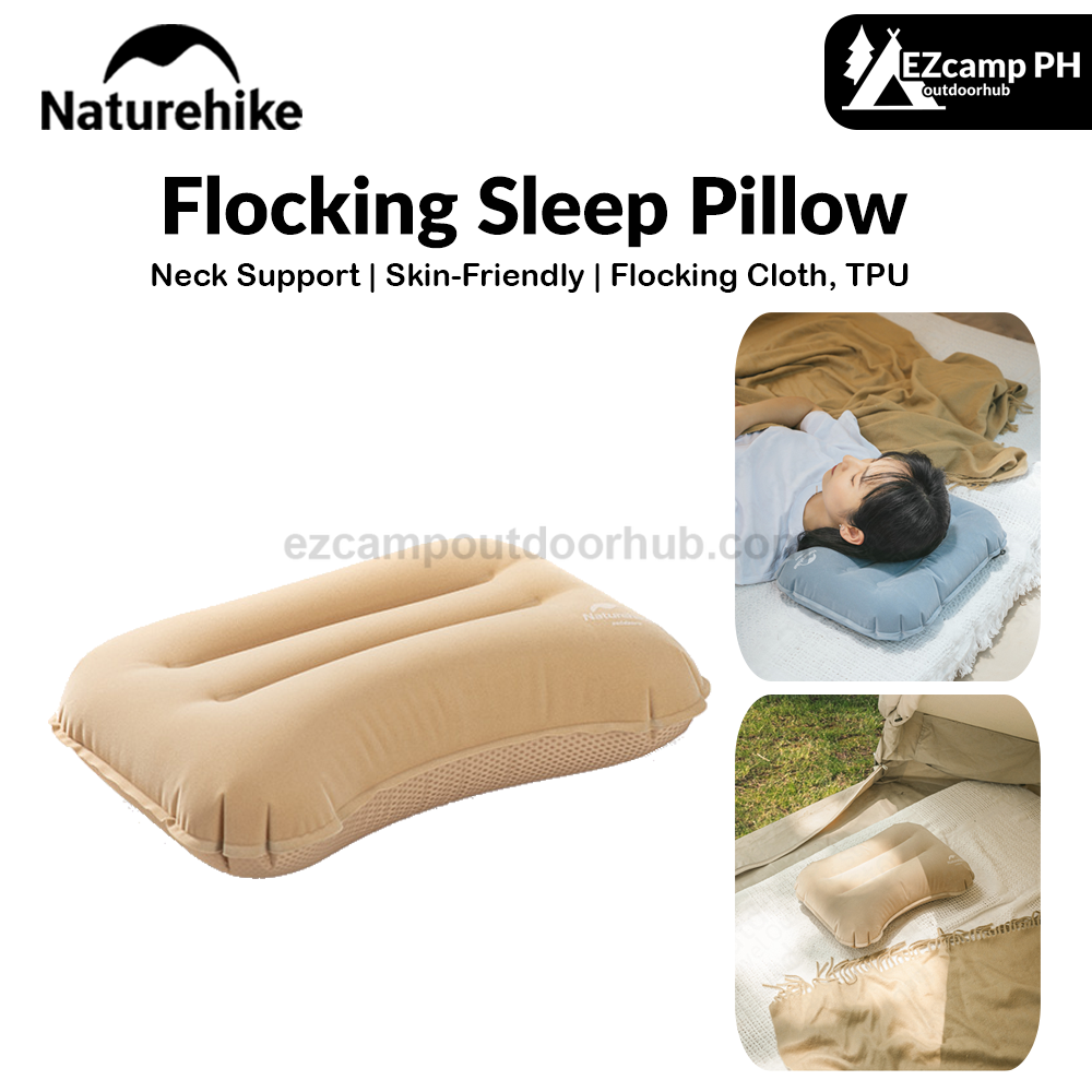 Naturehike Flocking Sleep Pillow Portable Ultralight Folding TPU Inflatable U-Shaped Pillow Rest Comfortable Soft Air Cushion Travel Outdoor Sleeping Cushion