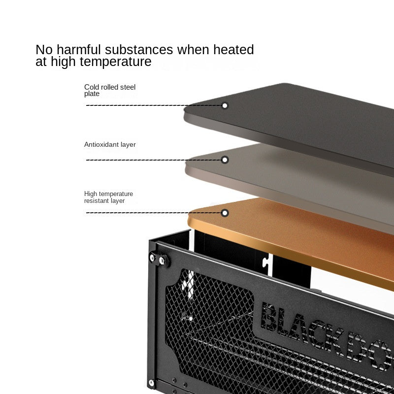 BLACKDOG Portable Standing Black Camping Charcoal BBQ Grill Stove with Storage Bag Outdoor Camping Folding Foldable 3 Level Adjustment Easy to Clean