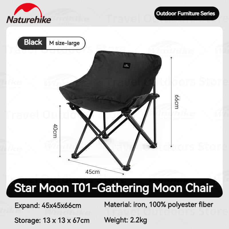 Naturehike Star and Moon T01 Gathering Camping Chair Portable X-Shaped Folding Leisure Relax Lazy Chair With Armrest Lounge Fishing Tourist Garde