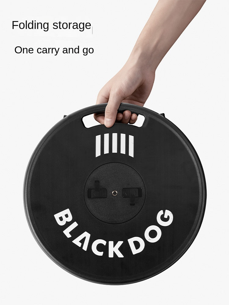 BLACKDOG ARMORED WHEEL Round Table Set Portable Ultralight Foldable Round Table With Lamp Light Hook Folding Tactical Black Table Chair Camping