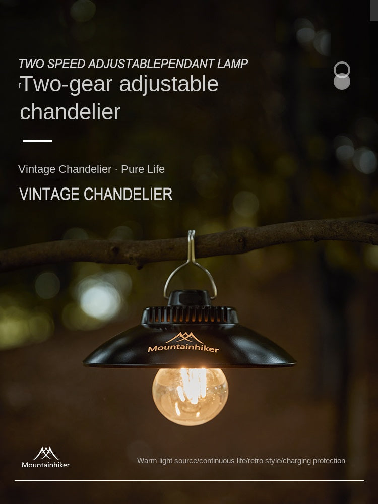 Mountainhiker Vintage Chandelier Hanging Pendant Atmosphere Style Lamp Adjustable 2 Level LED Lantern 2000mAh 180Lm Outdoor Camping Waterproof USB Charging