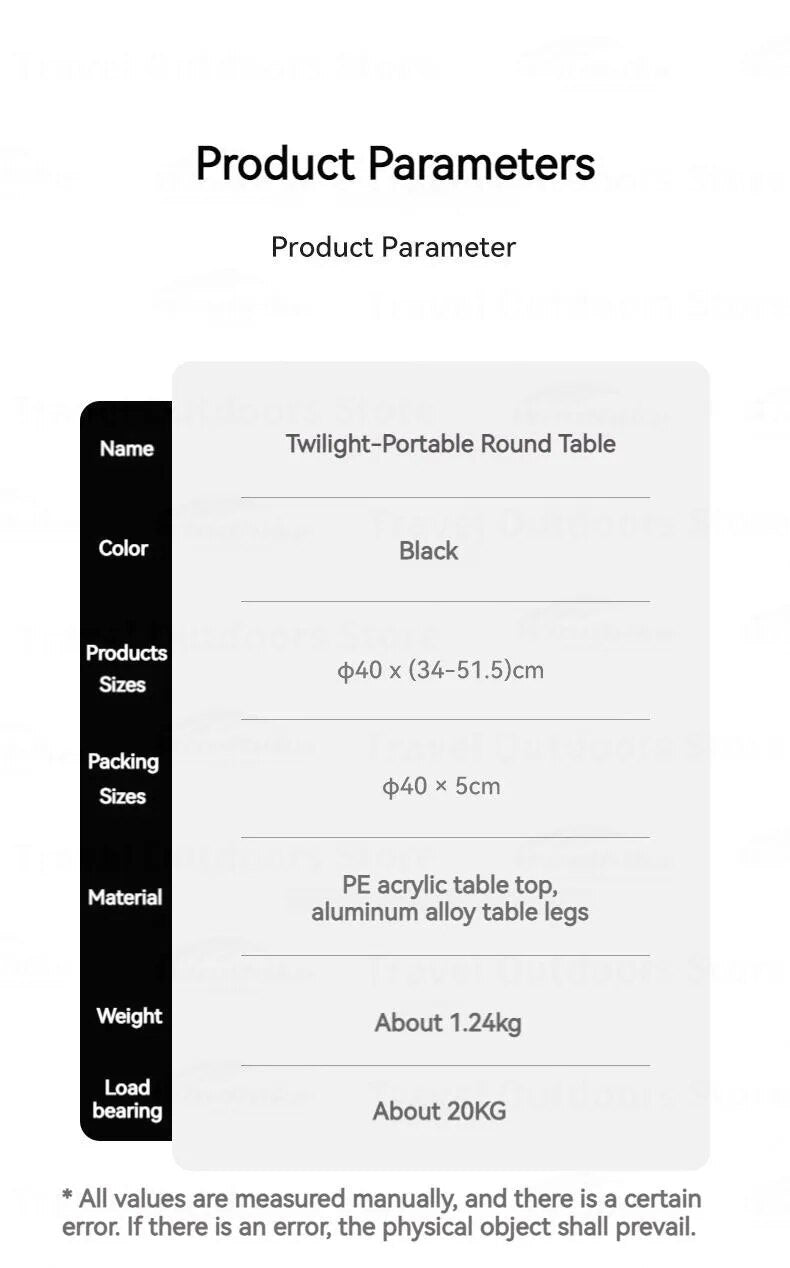 BLACKDOG TWILIGHT Portable Round Side Table Height Adjustable 3-Legged Stable Telescopic Tripod Structure 20kg Max Load Coffee Tea Folding PE Acrylic