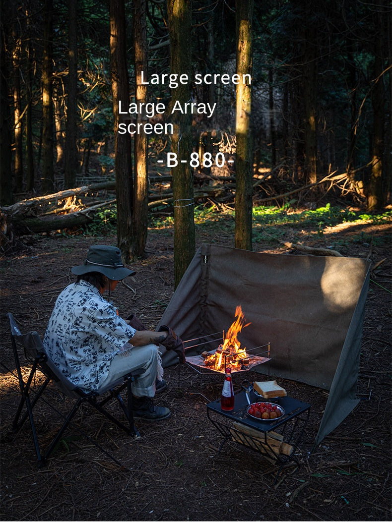 Campingmoon B-880 B-660 Canvas Fire Array Curtain Fireproof Windshield Cooking Grill Tarp BBQ Stove Windproof Cloth Wind Deflector Wind Resistance