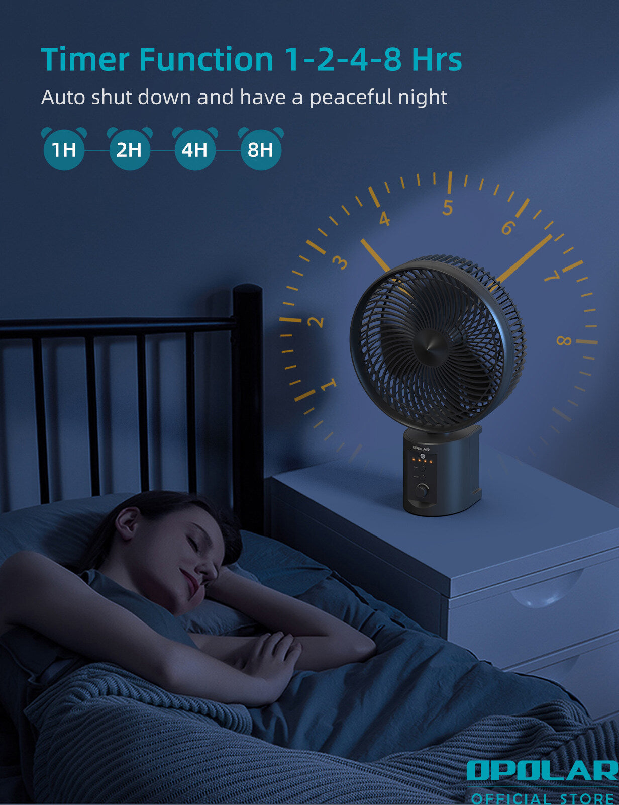 OPOLAR | ATEnge Oscillating Rechargeable Fan w/Remote Super Strong 7 Speeds 2 in 1 Unique Design 20000mAh (2*10000mAh) 10 Inch Cordless Battery Operated Fan