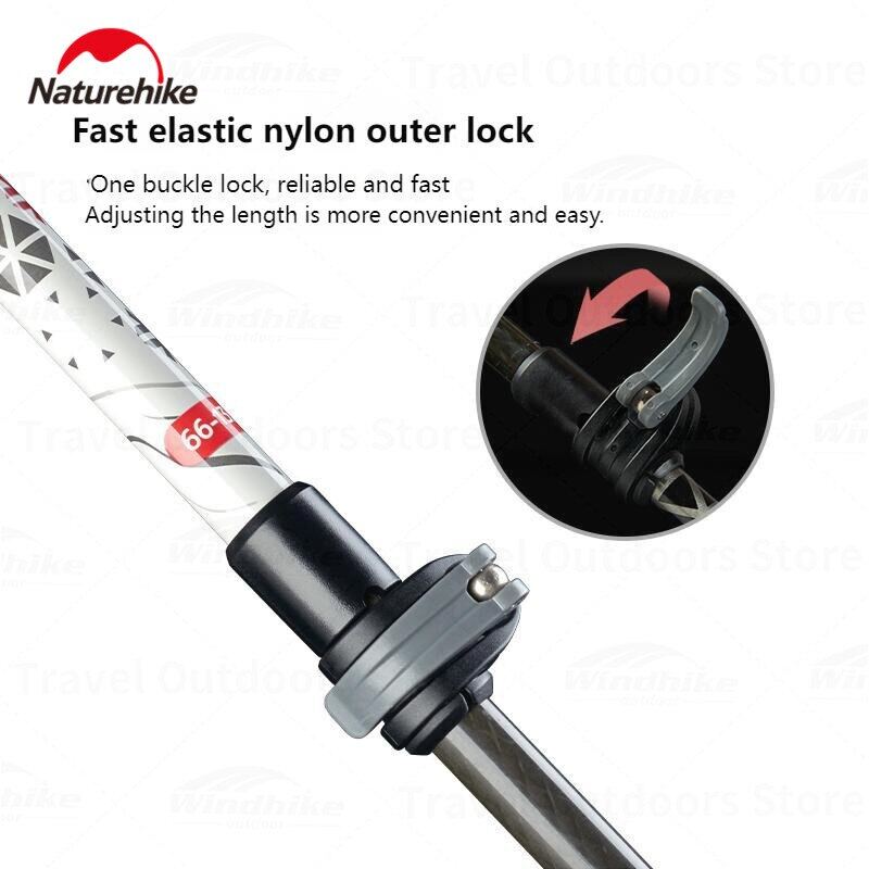 Naturehike ST06 Aluminum Alloy Trekking Pole Outdoor Stick Rod Telescopic Mountaineering Camping Trekking Trek Pole 3-Section Externally Locked