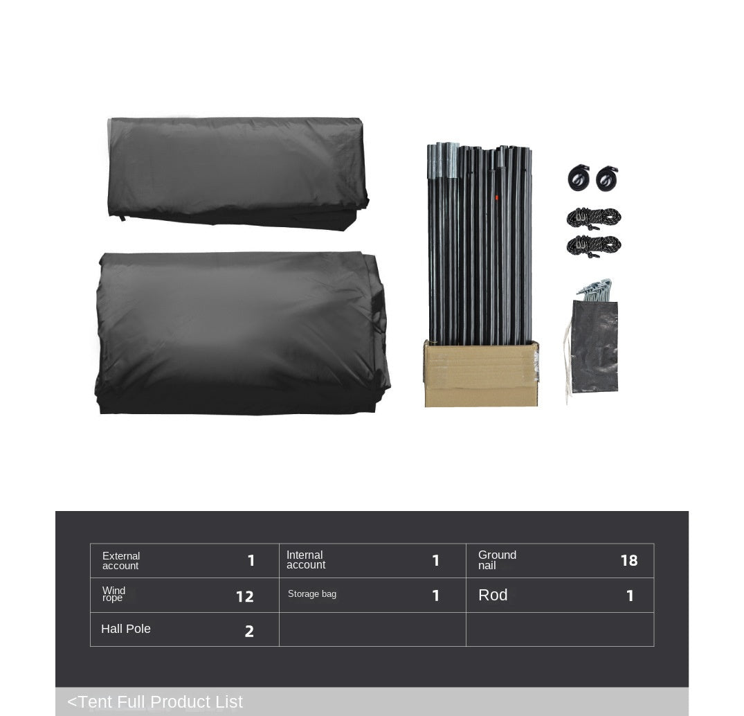 Vidalido POON SAAN PRO 8-10 Person Banshan Villa XL Cabin Black Camping Tent 15m² Interior Space 2 Bedroom Waterproof Titanium Silver Coated