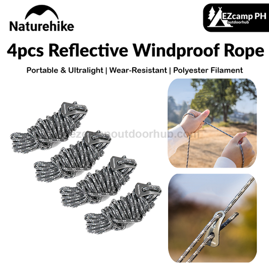 Naturehike 4pcs Reflective Windproof Rope Portable Ultralight Adjustable Binding Straps Guy Lines Tensioner Buckles Windproof Outdoor Tents And Tarps
