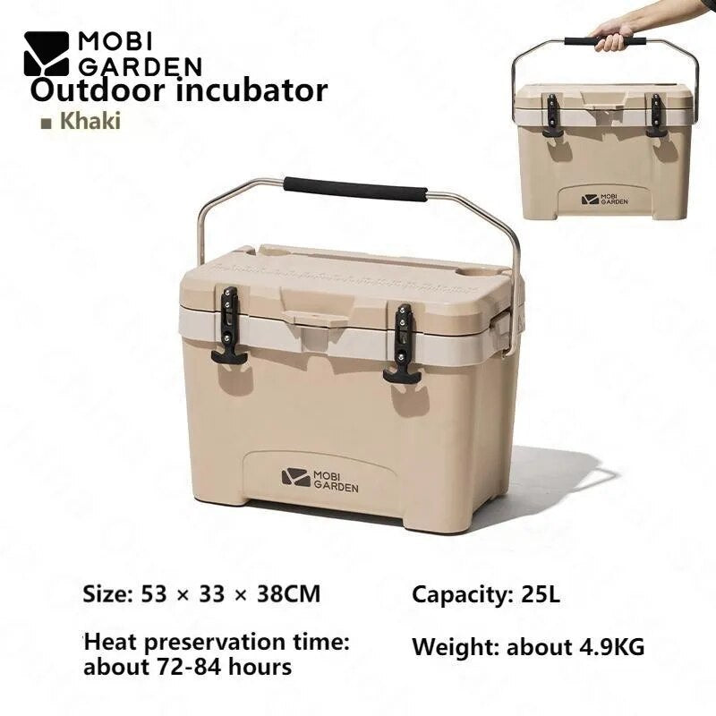 Mobi Garden GLACIER Rotomolded Cooler Storage Box 25L Food Drink Ice Chest Cold Hot Container Cold up to 84H Long Lasting Food Grade PU PP Material