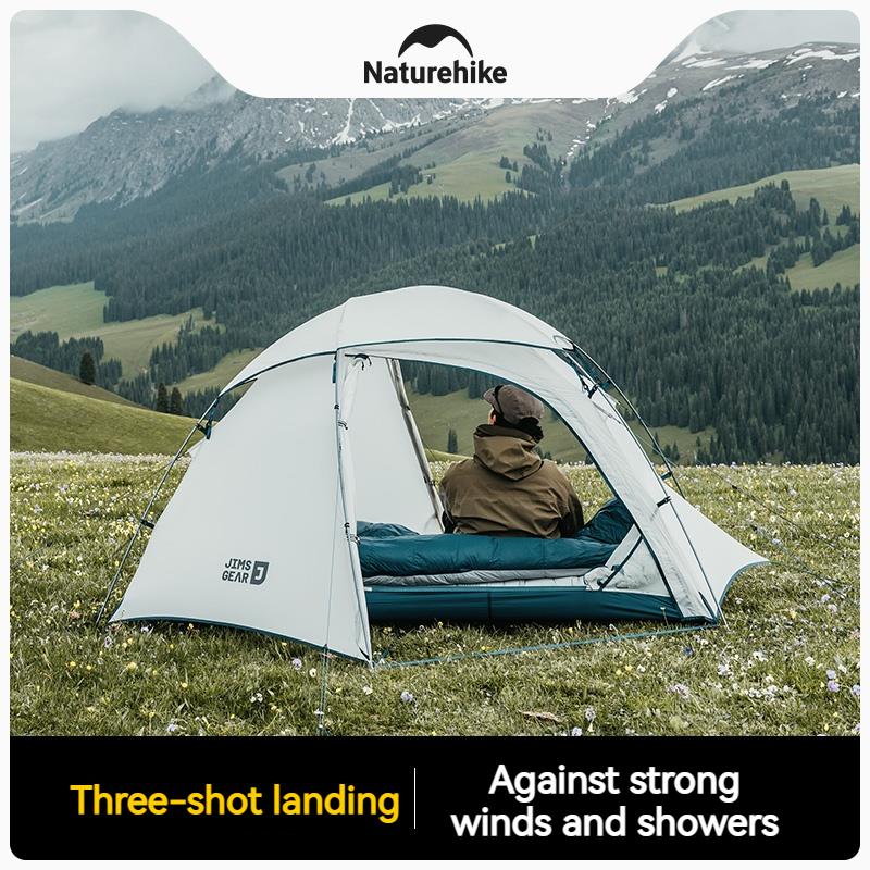 Naturehike JIM'S GEAR Series Hiking Tent Portable Ultralight Backpacking Tent 3 Bar Cross Structure 4 Seasons Tent 1-2 Persons 15D Nylon Waterproof