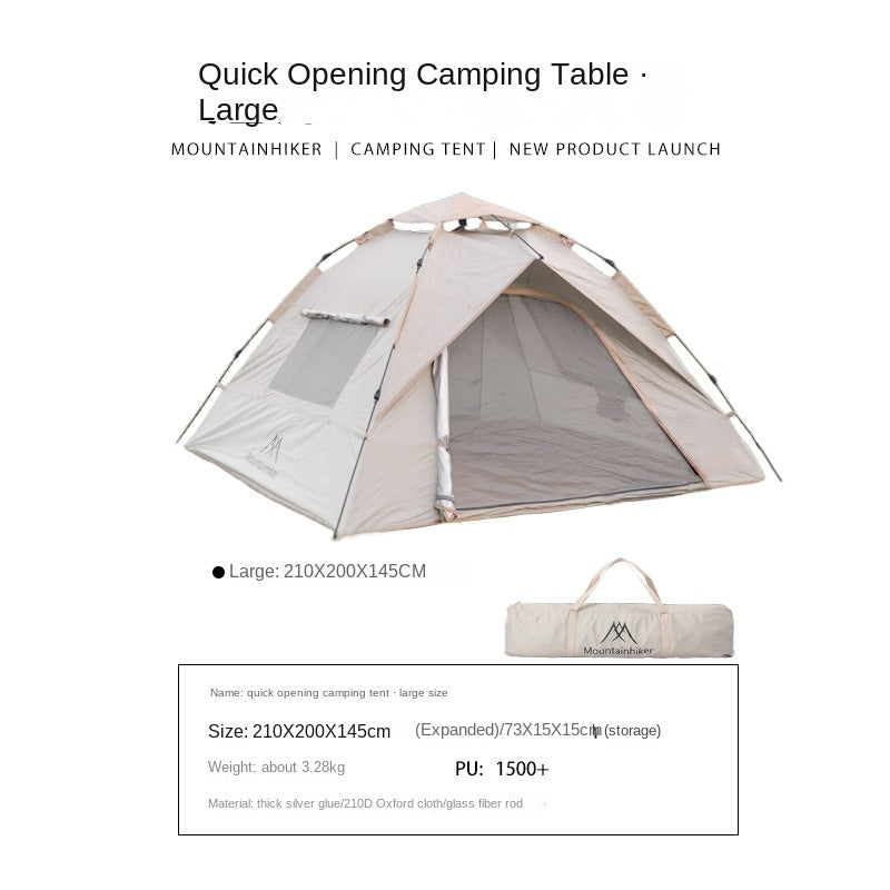 Mountainhiker Fast Fully Automatic Tent Portable Lightweight 2-3 Persons Foldable Entry Level Quick Open Camping Tent Silver Coated Thickened Sunscreen Waterproof PU1500mm Outdoor