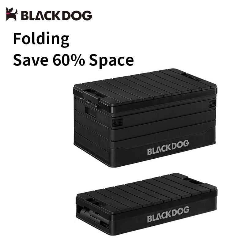 BLACKDOG PP Foldable Storage Box Portable 60L Capacity Collapsible Camping Container Outdoor With Tabletop Board Hiking Picnic Beach Travel Heavy Duty Original Black Dog