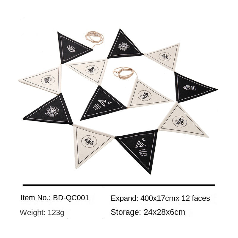 BLACKDOG Camping Atmosphere Pennant String Decor 12 Flag 4M Wind Canopy Pole Rope Triangular Flag Festival Party Decoration Hanging Brand Banner