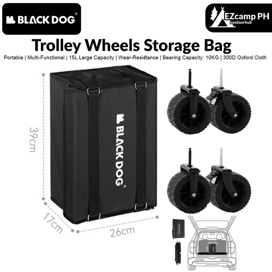 BLACKDOG Trolley Wheels Storage Bag Outdoor Cart Side Hanging Bag Wheel Storage Multi-function Storage Box Large Capacity Wear-resistant And Durable Camping Hiking Travel Heavy Duty Original Black Dog