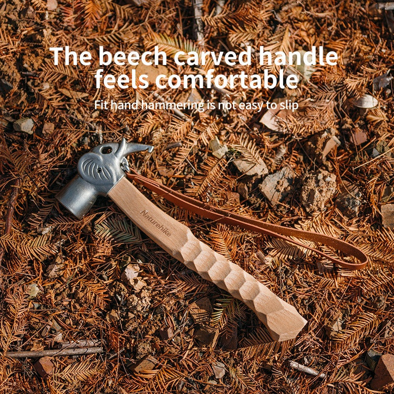 Naturehike Elephant Head Multifunctional Outdoor Camping Hammer Peg Nail Ground Stakes Puller Equipment Pegs Pulling Tool Solid Wood Grip Handle
