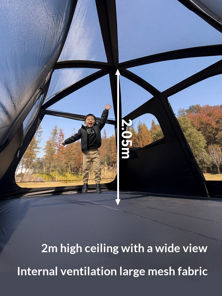 Blackdog MOUNT HAVEN 12.8 Cabin Style Tent 6-8 Person Ridge Tent Extra Large Space Up To 35m² Use Space 2 Bedroom Black Vinyl Coated Sunscreen Camping