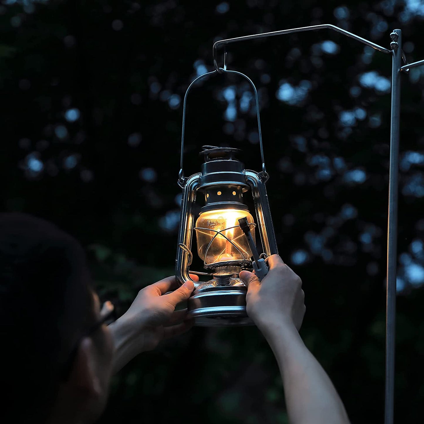 CAMPINGMOON D-240 / D-243 Stainless Steel Dual Lamp Post Camping Lantern Light Pole Adjustable Height 15kg Max Load Original with Optional Tripod