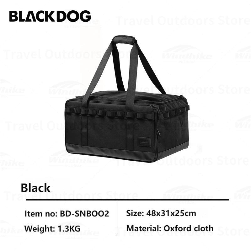 BLACKDOG Camping Equipment Storage Bag Portable Lightweight 30L Capacity Black Premium Tactical Design Bag Multi-Layer Waterproof PU Bottom 300D Oxford Cloth Material Tool Organizer Hiking Pinic Beach Travel Heavy Duty Original Black Dog