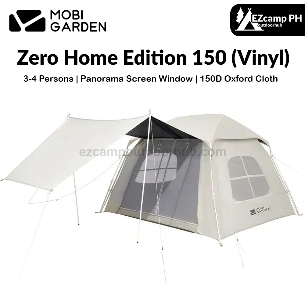 MOBI GARDEN Zero Home Edition 150 (Vinyl) Portable Lightweight 3-4 Persons Quick Automatic Pop Up Tent With Canopy Shelter Waterproof Outdoor Beach Travel