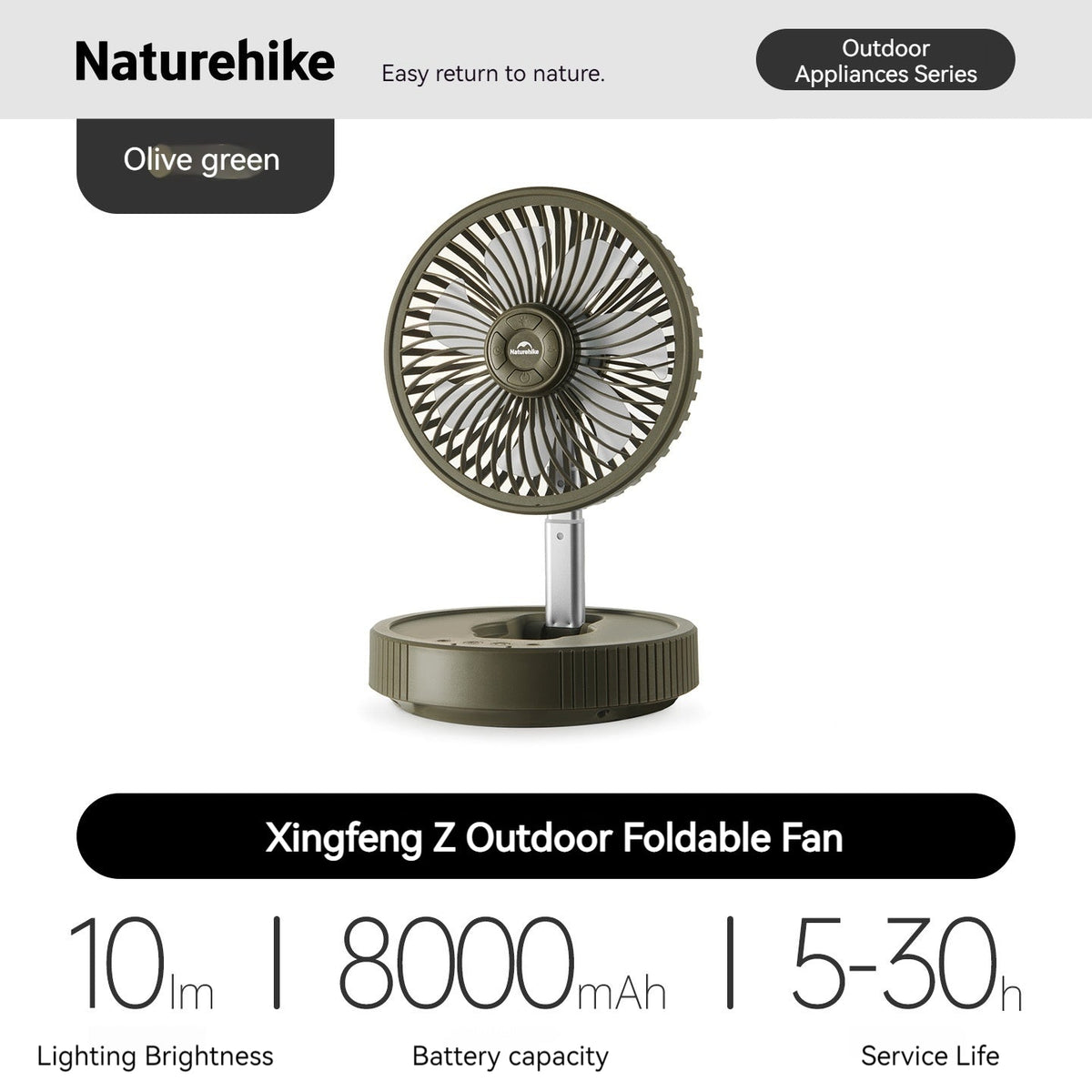 Naturehike Z Portable Camping Fan Rechargeable LED Light Hanging Desktop Outdoor Tent Fan