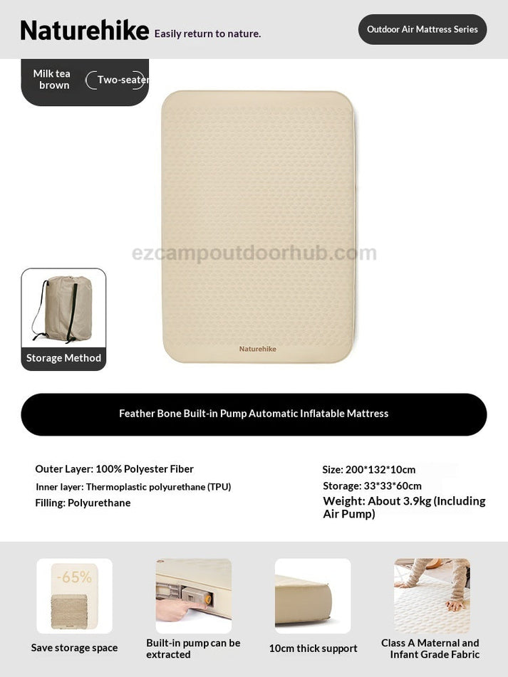 Naturehike FEATHER C10 Inflatable Foam Bed Sponge Mattress Double Slee ...