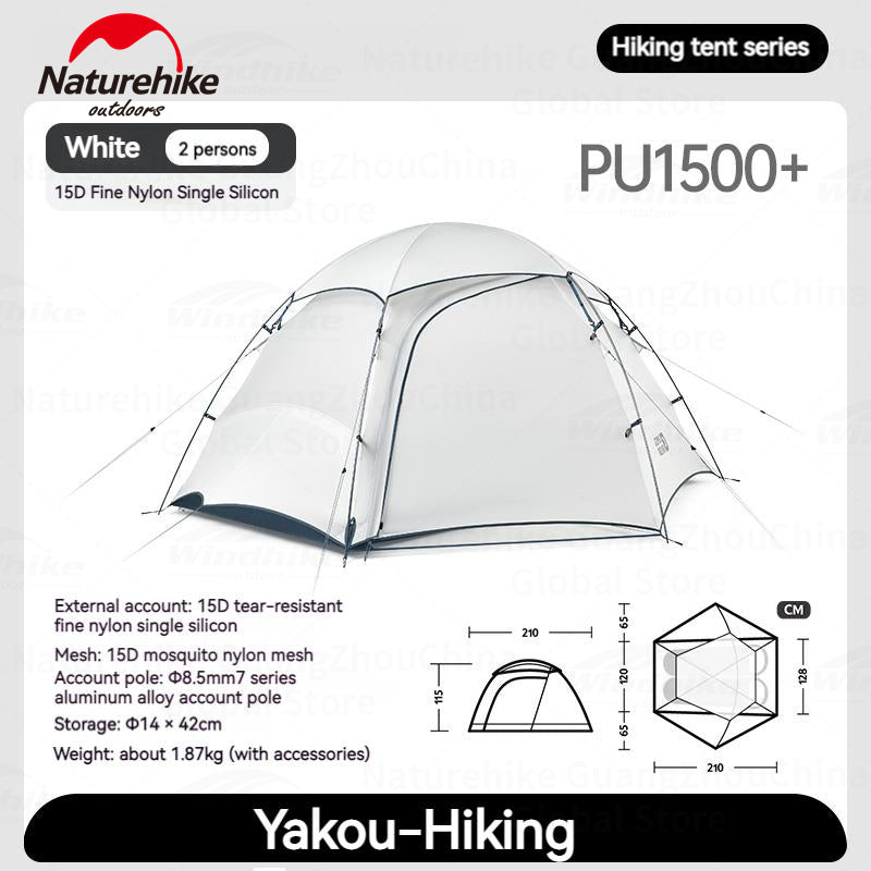 Naturehike JIM'S GEAR Series Hiking Tent Portable Ultralight Backpacking Tent 3 Bar Cross Structure 4 Seasons Tent 1-2 Persons 15D Nylon Waterproof