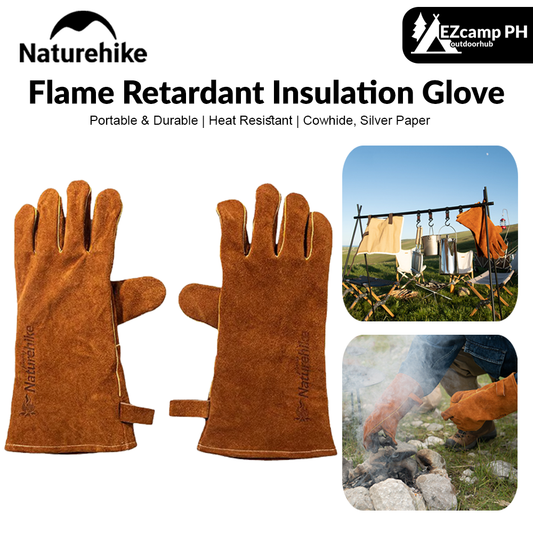 Naturehike Flame Retardant Insulation Glove Outdoor Heat Insulation Safety Working BBQ Gloves Cowhide Leather Fire Resistant Oven Cooking Anti Scald