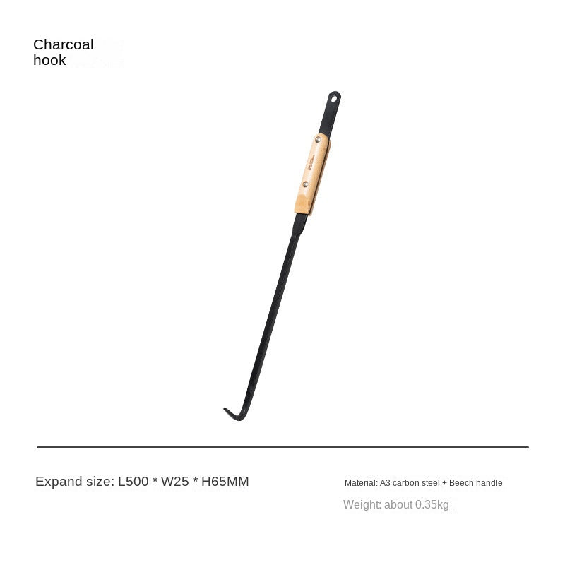 Mobi Garden Charcoal Tool Set Portable Lightweight Charcoal Clip Tong Hook Shovel Spatula Cooking Equipment Tool Outdoor Camping Grill BBQ