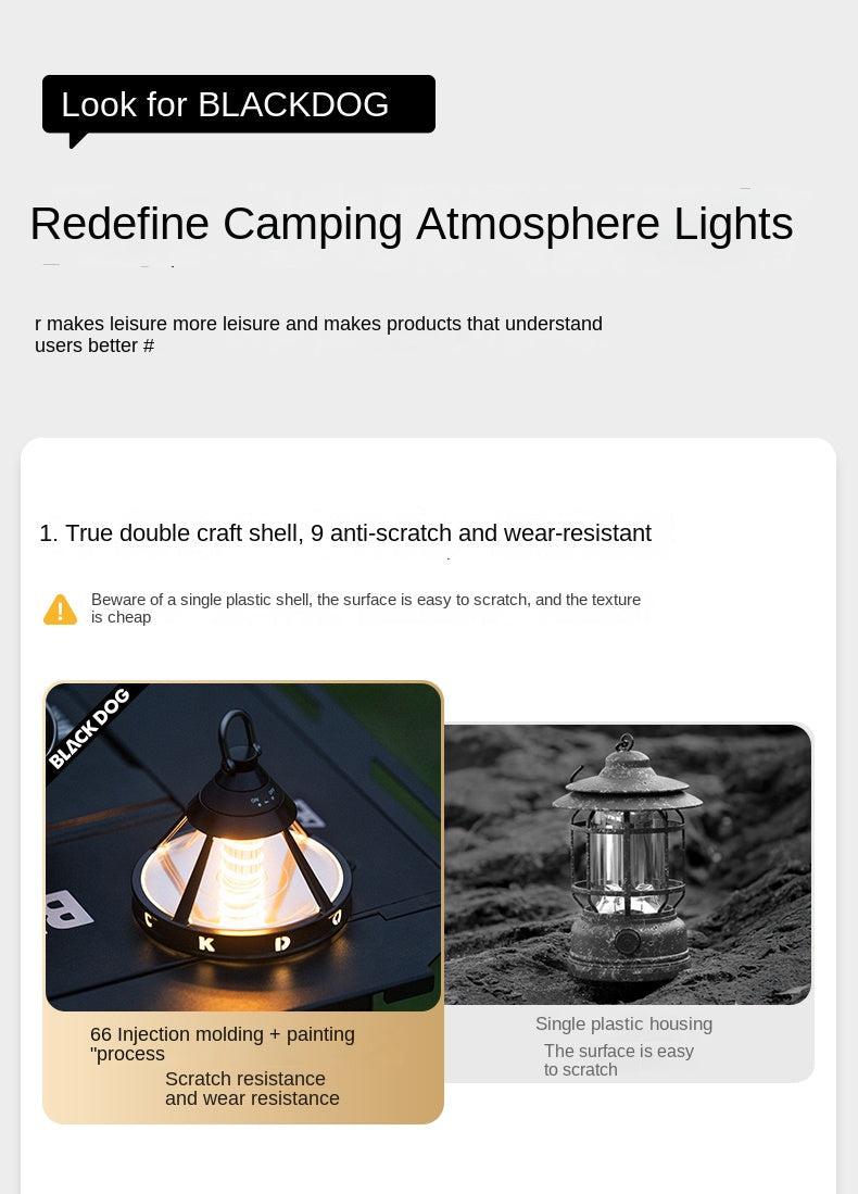 Blackdog STARLIGHT Ambience Camping Lamp Outdoor Atmosphere Ambient Hanging Lantern Dual Light Source Waterproof LED USB Charging Long Battery Life