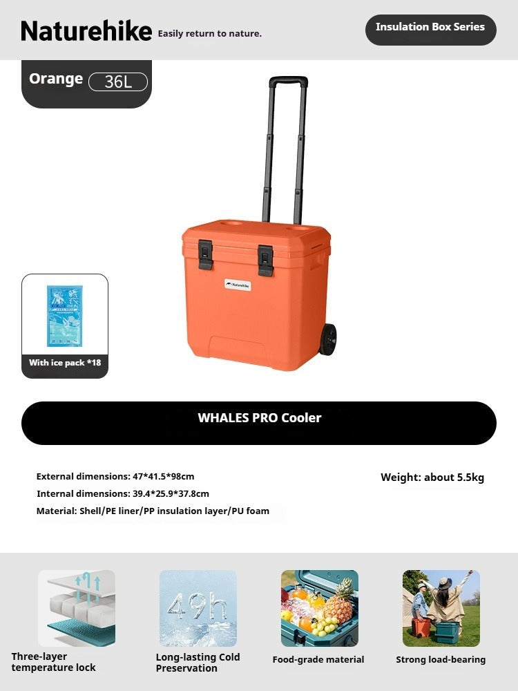Naturehike WHALES PRO Cooler Portable Multipurpose 17/24/36L Capacity Food Drink Ice Storage Container Chest Box PU Cold Up To 49H Outdoor Camping