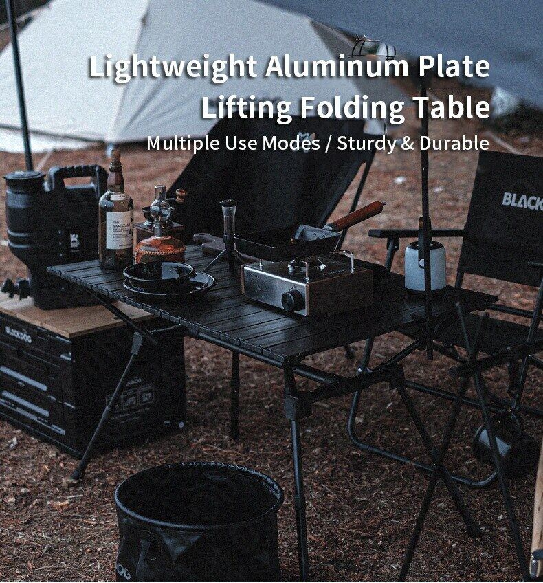 BLACKDOG Aluminum Portable Folding Table Outdoor Multifunction Camping High Low Adjustable Height Lightweight Table Cart Ready Foldable Board