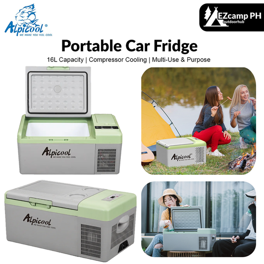 ALPICOOL Y Series Y16 Y16E 16L Mini Portable 12V 24V DC Car Auto RV Camping Refrigerator Compressor Cooling Cooler Ref Fridge Freezer 220V AC Optional Battery Y 16 16E