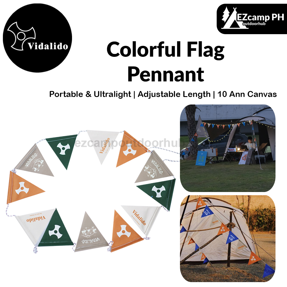 Vidalido Colorful Flag Pennant Portable Ultralight 4.5m Decorative Atmosphere Wind Rope Canvas Adjustable Length String Decor Outdoor Camping Tent