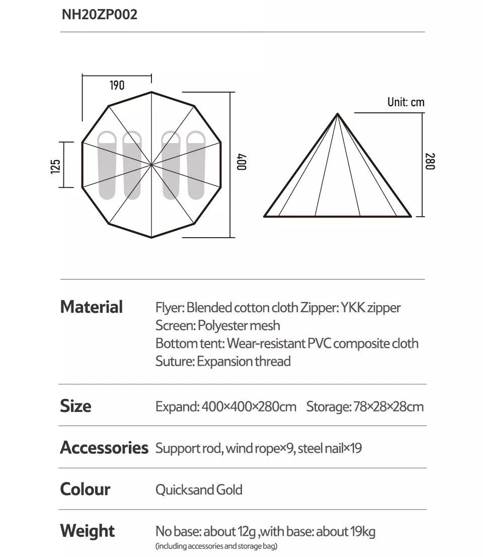 Naturehike PROFOUND Series 9.6 Cotton Pyramid Camping Glamping
