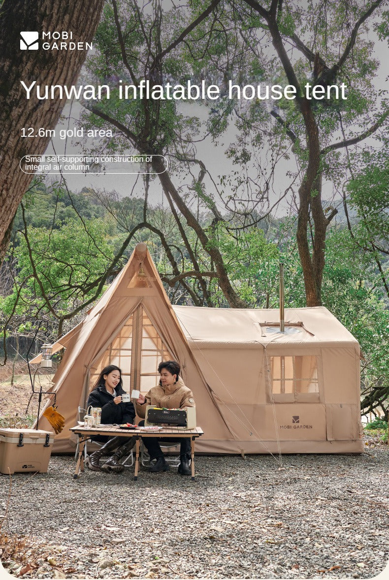 Mobi Garden CLOUD VILLA 12.6 Air Inflatable Tent Luxury Glamping Large 12.6m² PVC Air Poles 1 Bedroom 1 Living room for 6-8 Persons Waterproof