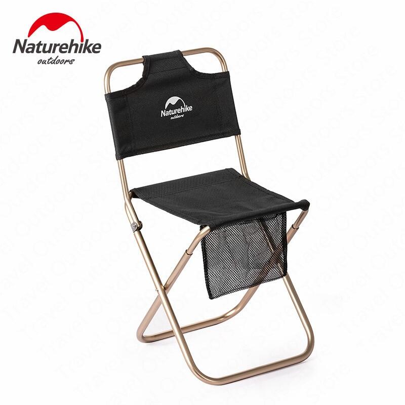 Naturehike Folding Mini Camping Chair Portable Ultralight Foldable Fishing Chair 80KG Max Load Aluminum Alloy Stool Backrest Leisure Outdoor Hiking Camping Picnic Travel Heavy Duty Original Nature Hike