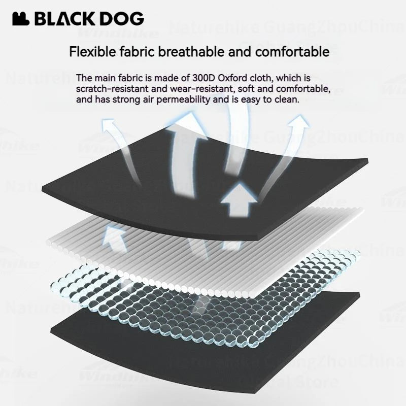 BLACKDOG Folding Black Rocking Swing Chair with Pillow 160° Portable Adjustable Lying Leisure Recliner 150kg Max Load Camping Hiking Travel Chair