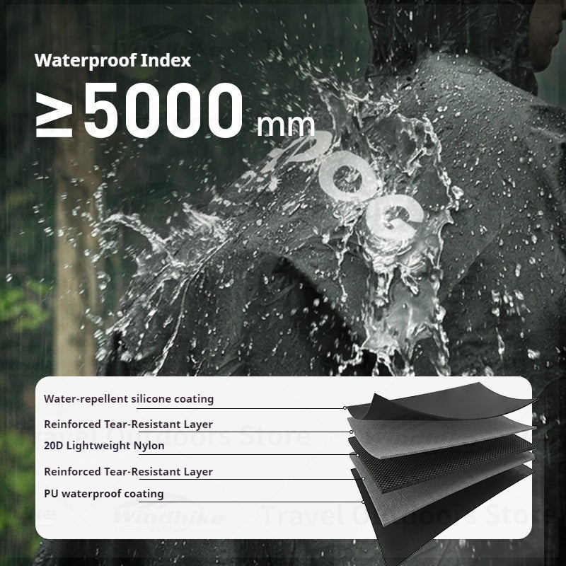 BLACKDOG Explorer 3 In 1 Tactical Raincoat Unisex Hooded Sleeve Waterproof Rain Poncho Cycling Rain Cover Camping Outdoor Mountaineering Rainwear