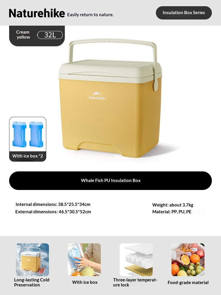 Naturehike 32L PU Insulated Box Portable Food-Grade Large-Capacity Cooler Chest Cold And Hot Up To 48H Food Drinks Ice Outdoor Camping Travel