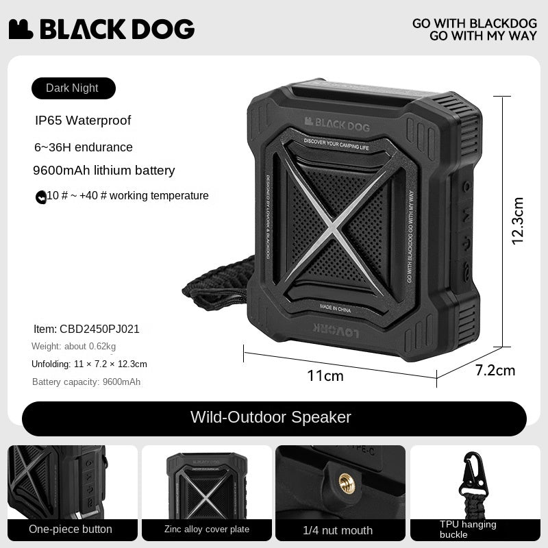 BLACKDOG RUGGED CORE Black Speaker Portable Lightweight RGB Mini Bluetooth Magnetic Subwoofer Up To 32GB TF Memory Card Outdoor Camping Travel