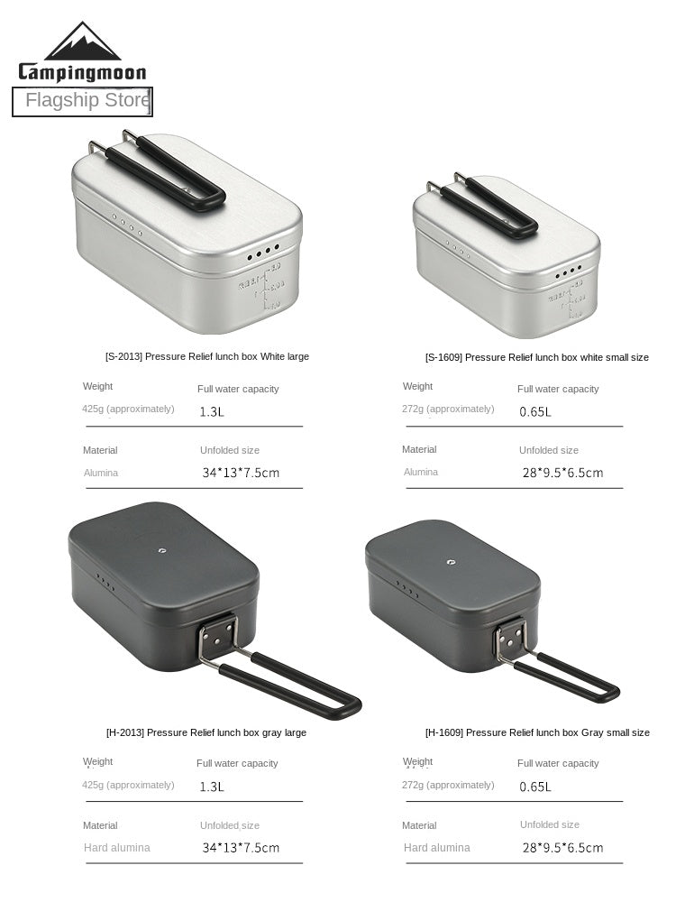 CAMPINGMOON S-1609 H-1609 S-2013 H-2013 Portable Lunch Box Cookware Upgraded Aluminum Alloy Ultralight Utensil Lunchbox Non-Stick Soup Frying Pan Pot