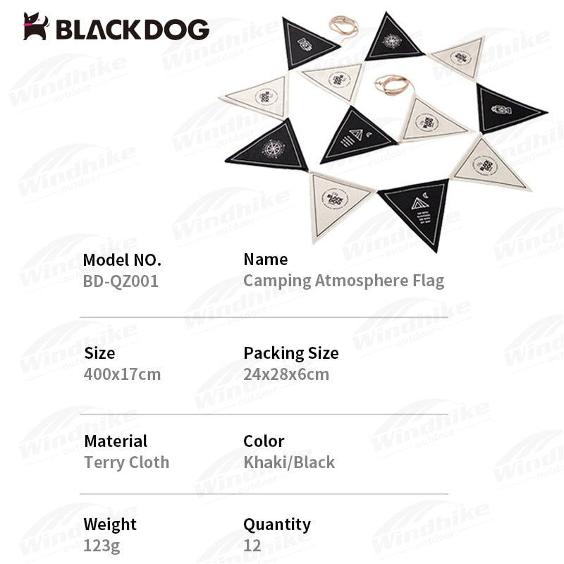 BLACKDOG Camping Atmosphere Pennant String Decor 12 Flag 4M Wind Canopy Pole Rope Triangular Flag Festival Party Decoration Hanging Brand Banner