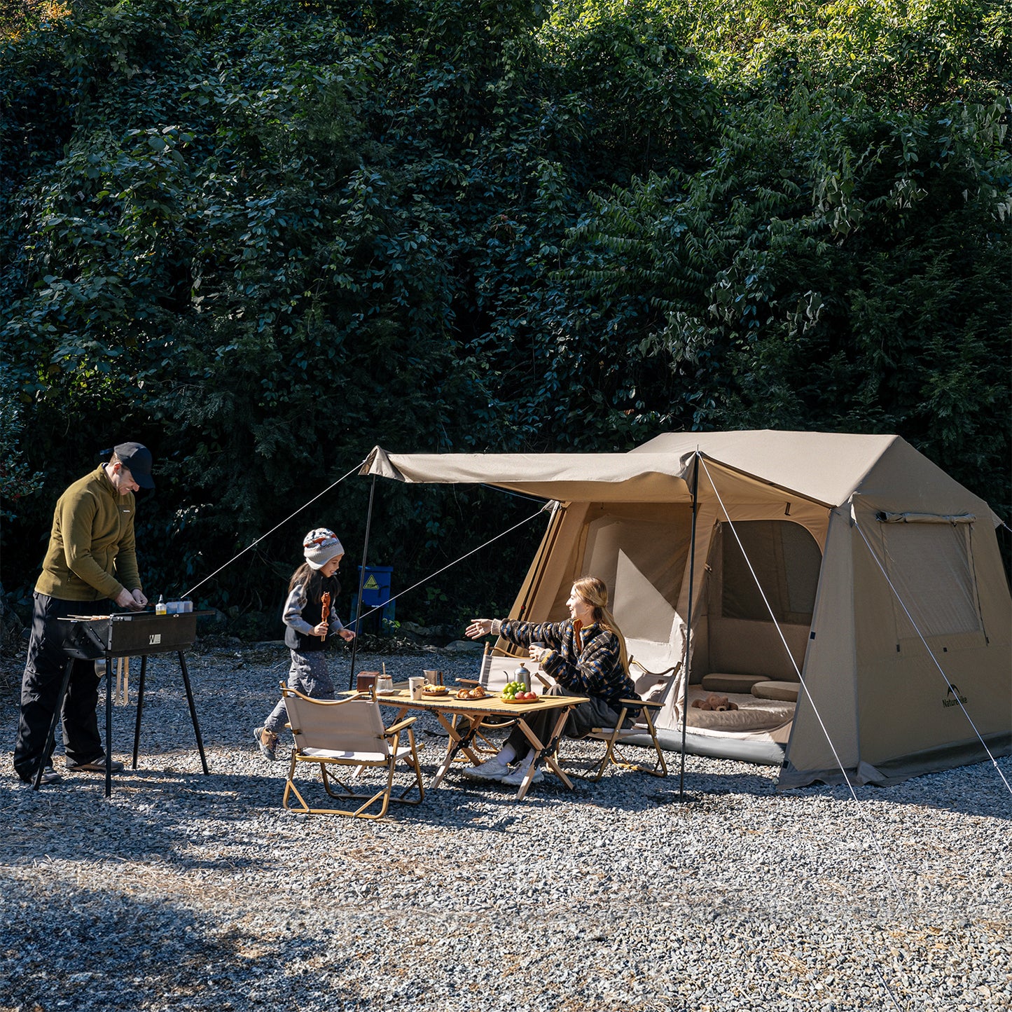 Naturehike VILLAGE 6.0 LITE Automatic Tent Fast Cabin Style Tent 4 Person One-Piece Setup Ridge 2.0 9m² Total Use Space 360° Ventilation VILLAGE 6