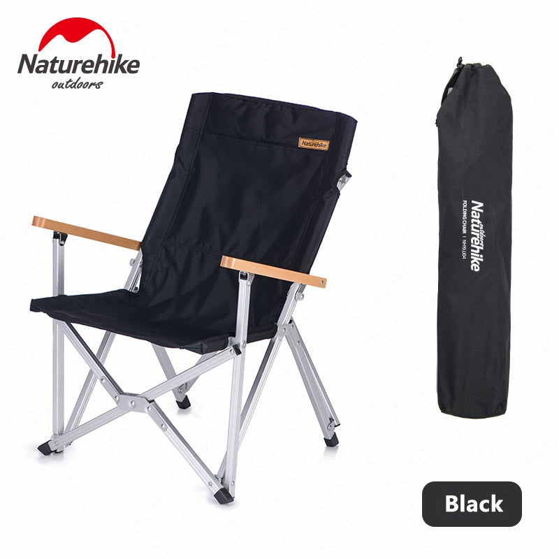 Naturehike Portable Folding Camping Chair With Wood Arm Rest up to 120kg Max Load with Storage Bag Camping Outdoor Director Shangye Seat Chair