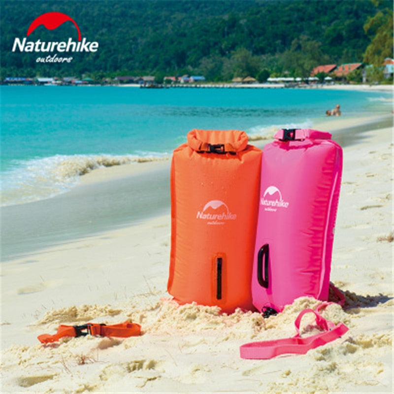 Naturehike Inflatable Waterproof Aqua Dry Bag 18-28L Capacity Floating Swimming Air Inflatable Storage Bag Nylon PVC Material Outdoor Beach Camping