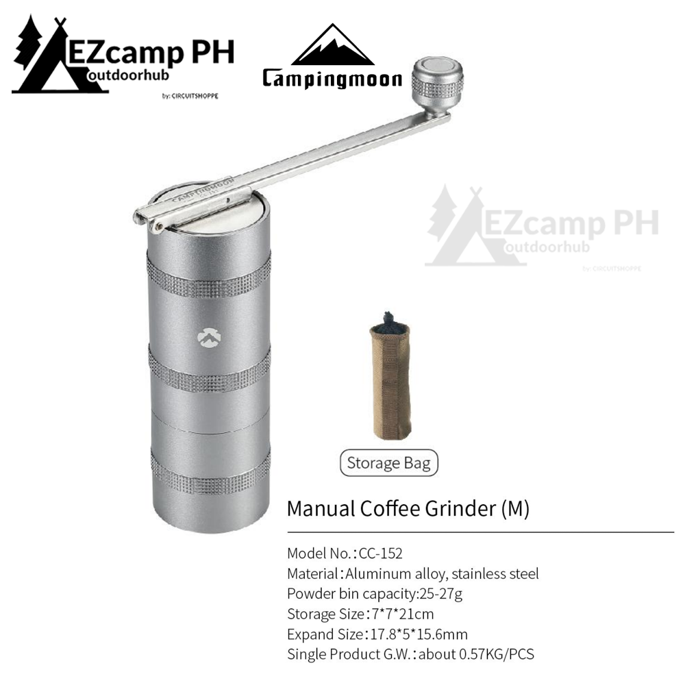 CAMPINGMOON CC-115/152 Manual Coffee Grinder Portable Premium Coffee Bean Mill Stainless Steel Camping Outdoor Hand Crank Coffee Grounds Maker Grinding Equipment Camping Moon Small Medium