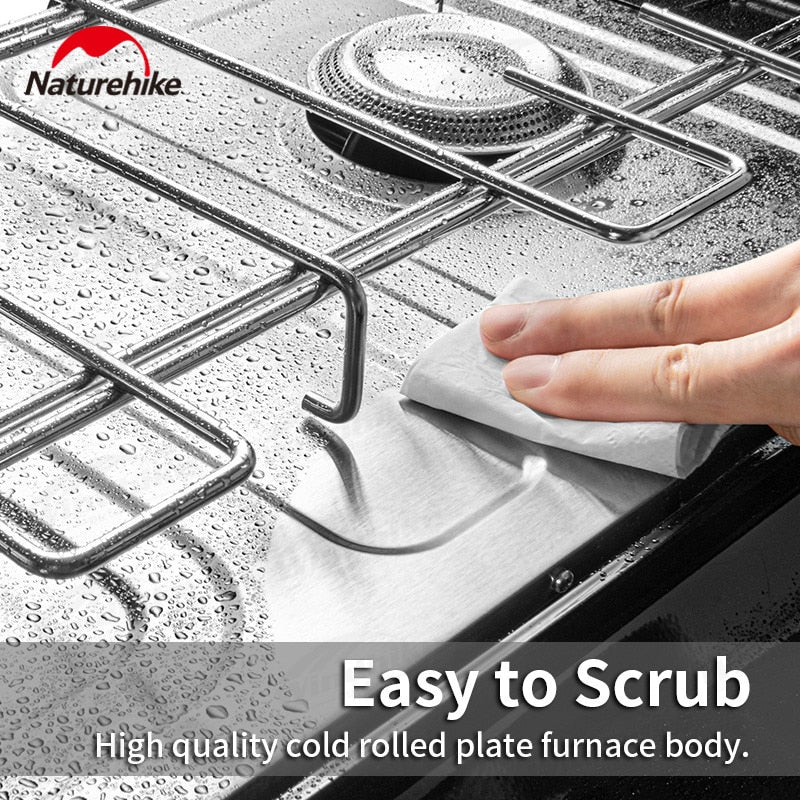 Naturehike Folding Double Camping Gas Stove Outdoor Portable Dual Head Butane Fuel 3000W Fire Power Burner with Foldable Wind Screen