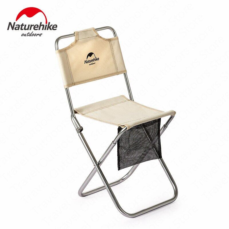 Naturehike Folding Mini Camping Chair Portable Ultralight Foldable Fishing Chair 80KG Max Load Aluminum Alloy Stool Backrest Leisure Outdoor Hiking Camping Picnic Travel Heavy Duty Original Nature Hike
